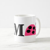 Niedliche Rose Pink Ladybug Personalisiert Kaffeetasse (VorderseiteRechts)