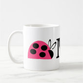 Niedliche Rose Pink Ladybug Personalisiert Kaffeetasse (Links)
