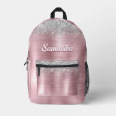 Niedliche Rose Schwarze Imitat Glitzer Monogramm Bedruckter Rucksack (Vorderseite)