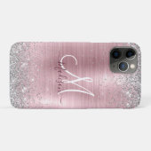Niedliche Rose Schwarze Imitat Glitzer Monogramm Case-Mate iPhone Hülle (Rückseite (Horizontal))