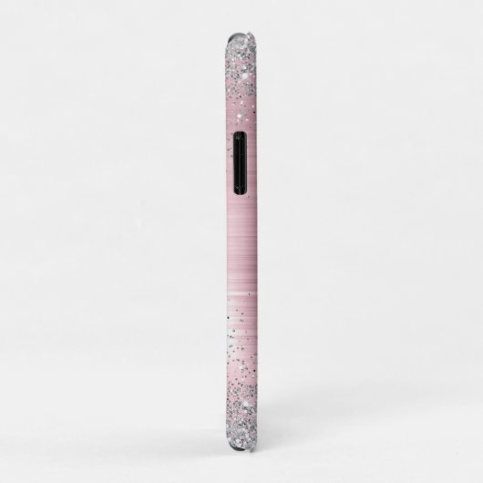 Niedliche Rose Schwarze Imitat Glitzer Monogramm Case-Mate iPhone Hülle (Hinten/Rechts)