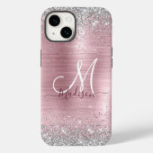 Niedliche Rose Schwarze Imitat Glitzer Monogramm Case-Mate iPhone Hülle (Rückseite)