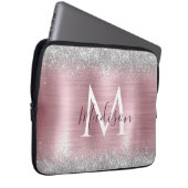Niedliche Rose Schwarze Imitat Glitzer Monogramm Laptopschutzhülle (Vorne Rechts)