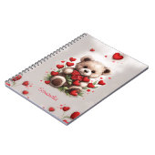 Niedliche Rose und Herzen des kalten Teddy-Bären Notizblock (Linke Seite)