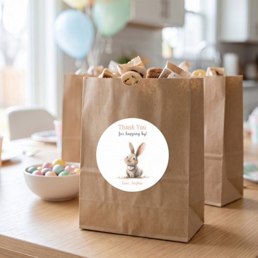 Niedliche Rose Vielen Dank Bunny Birthday Runder Aufkleber