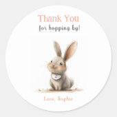 Niedliche Rose Vielen Dank Bunny Birthday Runder Aufkleber (Vorderseite)