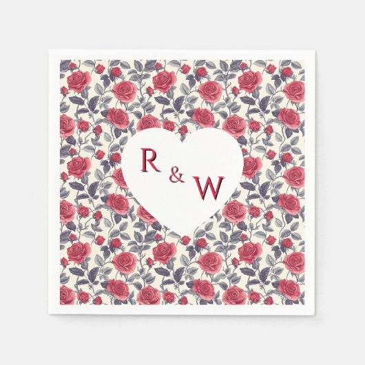 Niedliche Rose Wedding Napkin Serviette (Vorderseite)