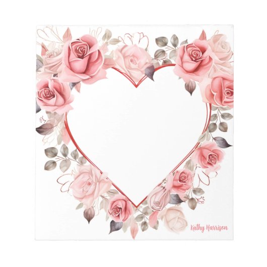 Niedliche Rosenfarbe Wasserfarbe für den Valentins Notizblock (Vorderseite)