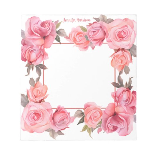 Niedliche Rosenfarbe Wasserfarbe für den Valentins Notizblock (Vorderseite)