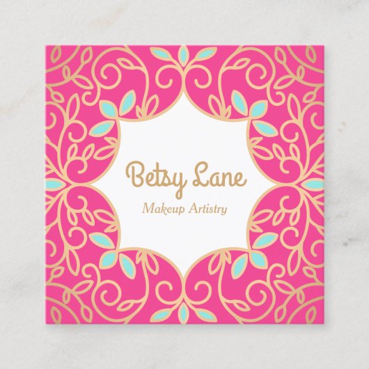 Niedliche Rosengoldene Wirbel machen Künstler Quadratische Visitenkarte (Vorderseite)