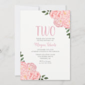 Niedliche Rosenmädchen 2. Geburtstag Party Einladu Einladung (Vorderseite)