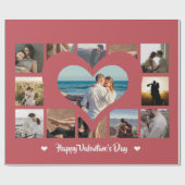 Niedliche Rosenstraße Happy Valentine Foto Collage Geschenkpapier (Flach)