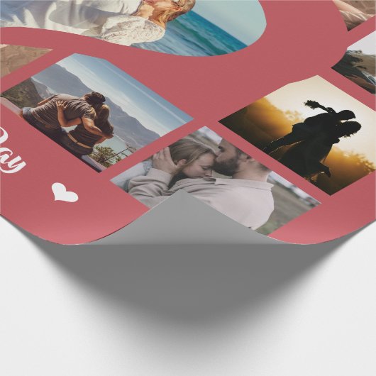 Niedliche Rosenstraße Happy Valentine Foto Collage Geschenkpapier (Ecke)