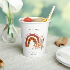 Niedliche Rost Orange Boho Bläsernieder Kreuztaufe Pappbecher