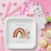 Niedliche Rost Orange Boho Bläsernieder Kreuztaufe Pappteller (Party)