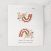 Niedliche Rost Orange Boho Bläsernieder Kreuztaufe Platzkarte (Außenseite Aufgefaltet)