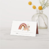 Niedliche Rost Orange Boho Bläsernieder Kreuztaufe Platzkarte (Rückseite)