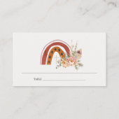 Niedliche Rost Orange Boho Bläsernieder Kreuztaufe Platzkarte (Rückseite)