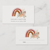 Niedliche Rost Orange Boho Bläsernieder Kreuztaufe Platzkarte (Vorne/Hinten)