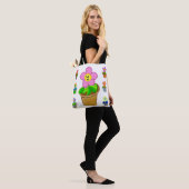 Niedliche rosy-gepolsterte Blume Schultertasche Tasche (Am Model)