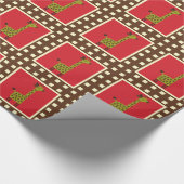 Niedliche Rot-Braun-Giraffen Geschenkpapier (Ecke)