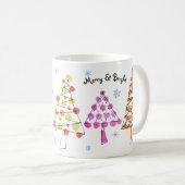 Niedliche Rot-Grün-Rosa-Weihnachtsbaume Kaffeetasse (VorderseiteRechts)