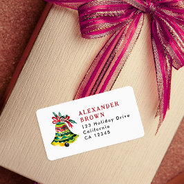 Niedliche rot-grüne Weihnachtsansprache Adressaufkleber