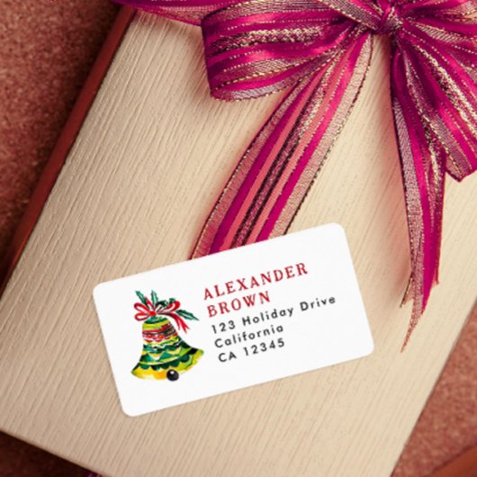 Niedliche rot-grüne Weihnachtsansprache Adressaufkleber