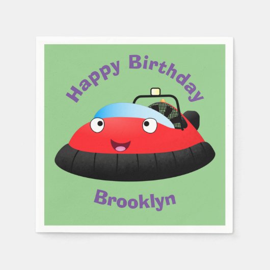 Niedliche Rot-Happy-Hovercraft-Cartoon-Servietten Serviette (Vorderseite)