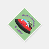 Niedliche Rot-Happy-Hovercraft-Cartoon-Servietten Serviette (Ecke)