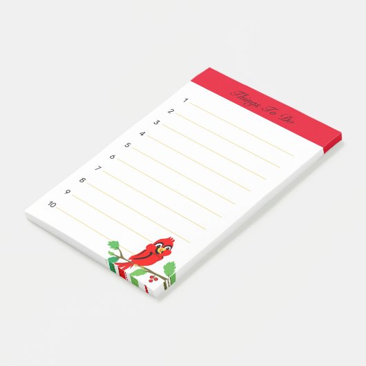 Niedliche Rot-Kardinal-Birdy-Dinge zu tun Post-it Klebezettel (angewinkelt)