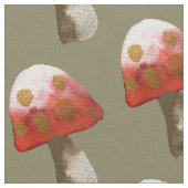 Niedliche Rot-Knopf-Pilz Aquarellkunst Stoff (Nahaufnahme)