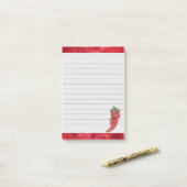 Niedliche Rot-Pfeffer-Aquarellmalerei Liniert Post-it Klebezettel (Auf Schreibtisch)