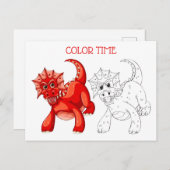 Niedliche Rot-Pfirsich-Orange-Drachenfarbaktivität Postkarte (Vorne/Hinten)