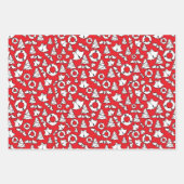 Niedliche Rot-Schwarz-Weihnachtsbaumen Kränze Gloc Geschenkpapier Set (Vorderseite)