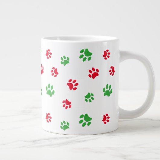 Niedliche Rot- und Grünpaw-Prints Jumbo-Tasse (Rechts)