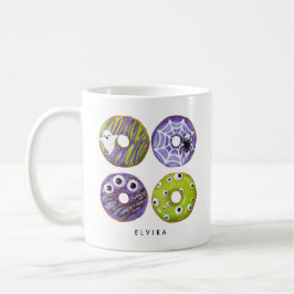 Niedliche Rot- und Lila Monster-Donuts Kaffeetasse