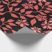 Niedliche Rot- und Rosa-Blume auf schwarzem Hinter Geschenkpapier (Ecke)