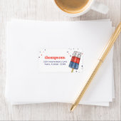 Niedliche Rot-Weiß- und Blaue Rücksendeadresse Adressaufkleber (Insitu)