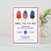 Niedliche Rot-Weiß-und Blauer Popsikel 4. Juli Einladung (Stehend Vorderseite)