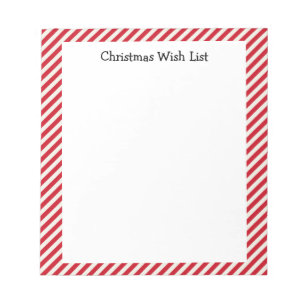 Niedliche Rot-Weiß-Weihnachtsliste Notizblock