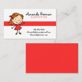 Niedliche Rot-Weiße Kinderbetreuung Kinderbetreuun Visitenkarte (Vorne/Hinten)