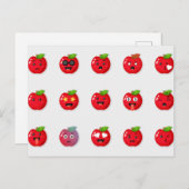 Niedliche rote Äpfel Funny Faces Postkarte (Vorne/Hinten)