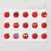 Niedliche rote Äpfel Funny Faces Postkarte (Vorderseite)