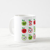 Niedliche rote Apfel und Grünapfel kawaii Schale Kaffeetasse (Vorderseite Links)