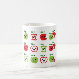 Niedliche rote Apfel und Grünapfel kawaii Schale Kaffeetasse