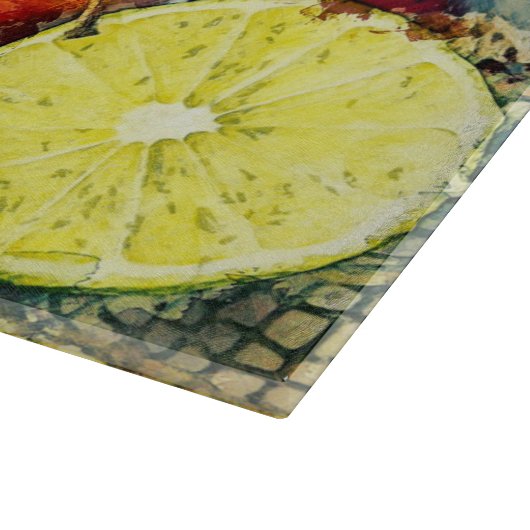 Niedliche Rote Äpfel und Zitronenblüten Schneidebrett (Ecke)