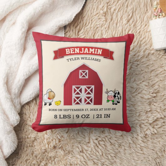 Niedliche rote Barnenstall Tiere Baby Geburtsstund Kissen (Decke)