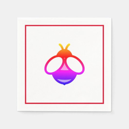 Niedliche Rote Biene, Rosa Honigbiene, lila Hummel Serviette (Vorderseite)