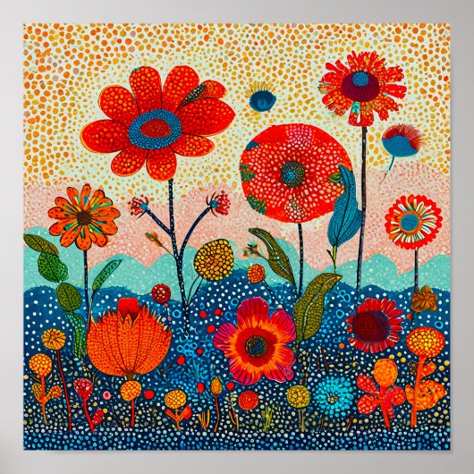 Niedliche rote Blume Poster (Vorne)